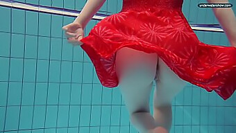 Russian Teenie Libuse Swims Naked In Pool