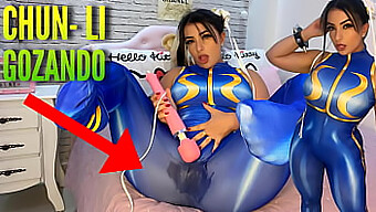 A Sexy Cosplay Girl Dressed As Chun Li From Street Fighter Indulges In Intense Pleasure With Her H-Tachi Vibrator, Leading To A Climactic Moment Of Wetness And Satisfaction