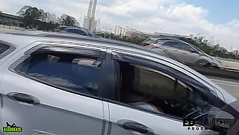 Angel Takemura Enjoys A Blowjob From A Sexy Carioca In A Moving Car On Marginal Pinheiros