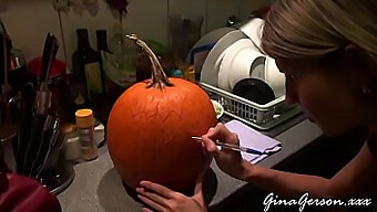 Sexy Webcam Teenie Gets Naughty With A Pumpkin