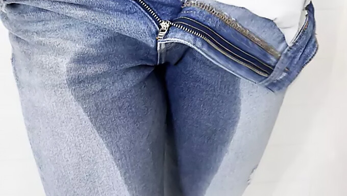 Teenage Girl Urinates In Her Pants Before Self-Pleasure And Orgasm