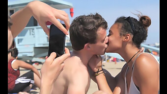 African-American Woman Locks Lips With A White Man On The Shores Of A Tropical Paradise!