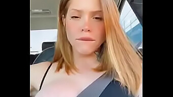 Redhead Driving And Exposing Her Breasts