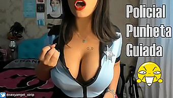 Busty Police Woman Gives A Handjob And Roleplay With A Penis-Controlled Punheta